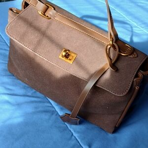 Classic Brown Suede Top-Handle Women's Bag